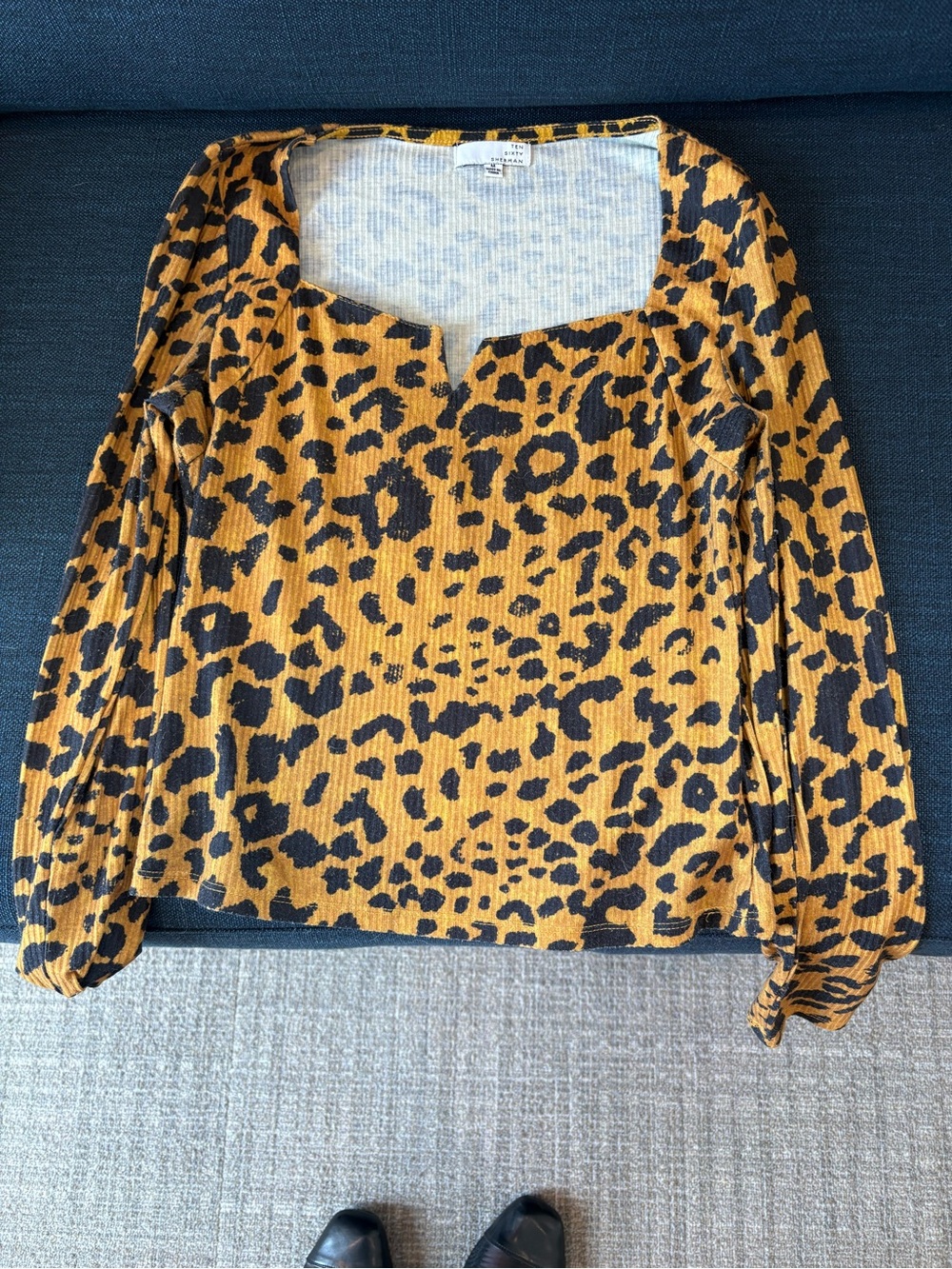 Ten Sixty Sherman Mustard and Black Leopard Print Long Sleeve Top